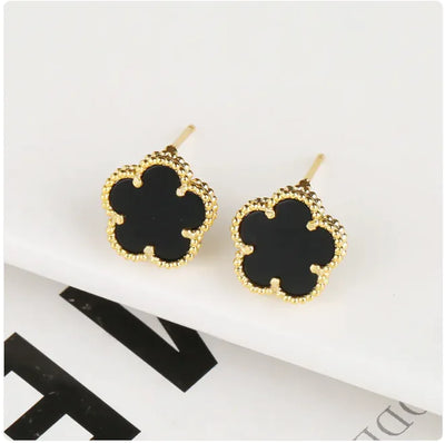 Five-Petal Shell Earrings (gold finish)