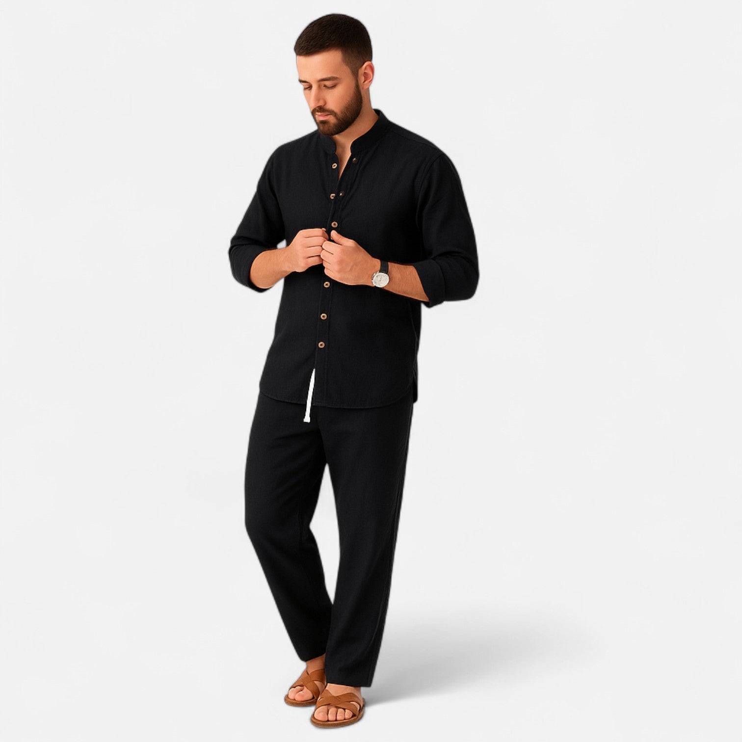 Men’s Long Sleeve Two-Piece Set – Refined Comfort, Effortless Versatility