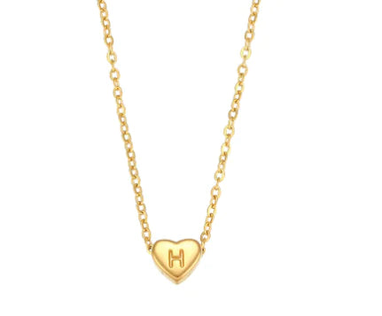 Heart Initial Necklace (Gold finish)