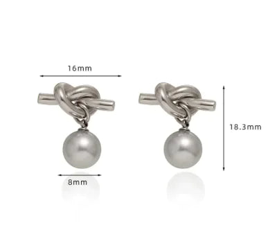 Knotted Bends & Hitches Pearl Earrings (stainless steel)