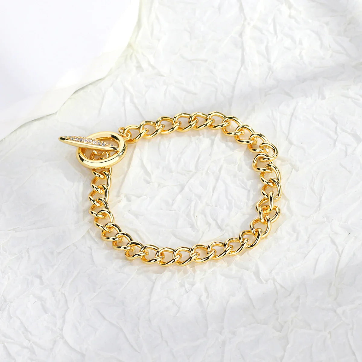 Cuban Link OT Buckle Bracelet (gold finish)