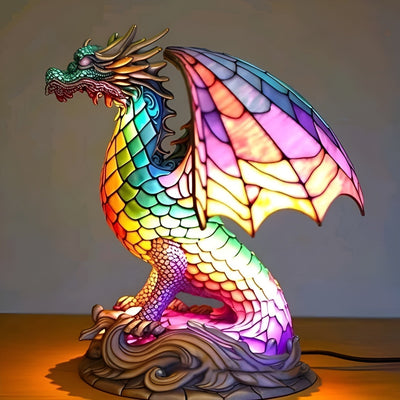 Gribouille – Magical dragon lamp in colored glass