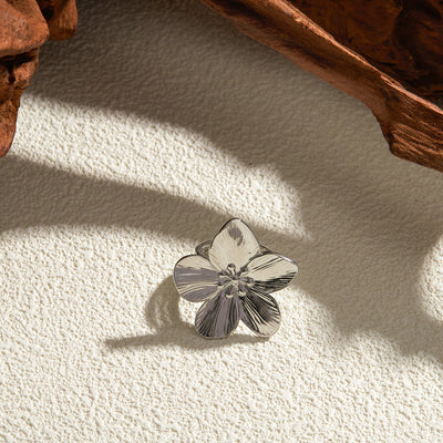 Alina Silver Flower Petal Ring