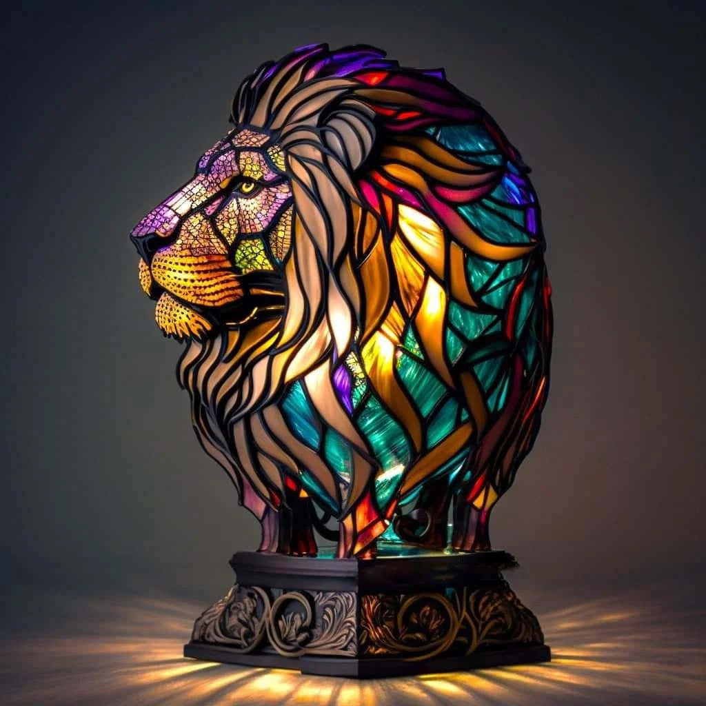Minette – Magical lion lamp in colored glass