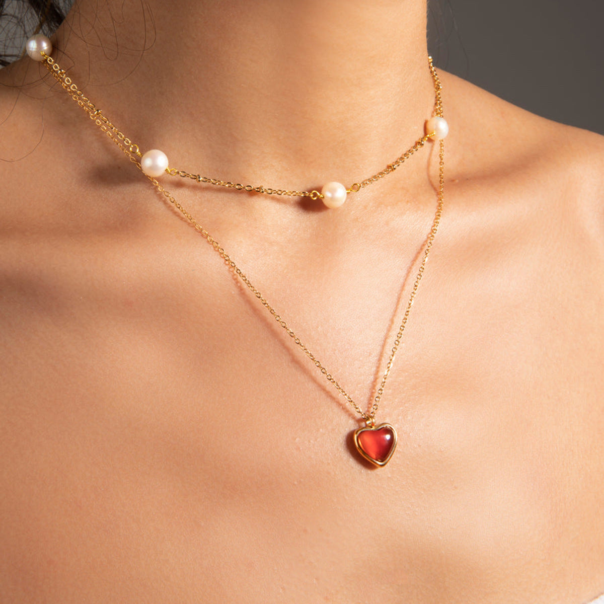 Cecily Golden Heart Necklace