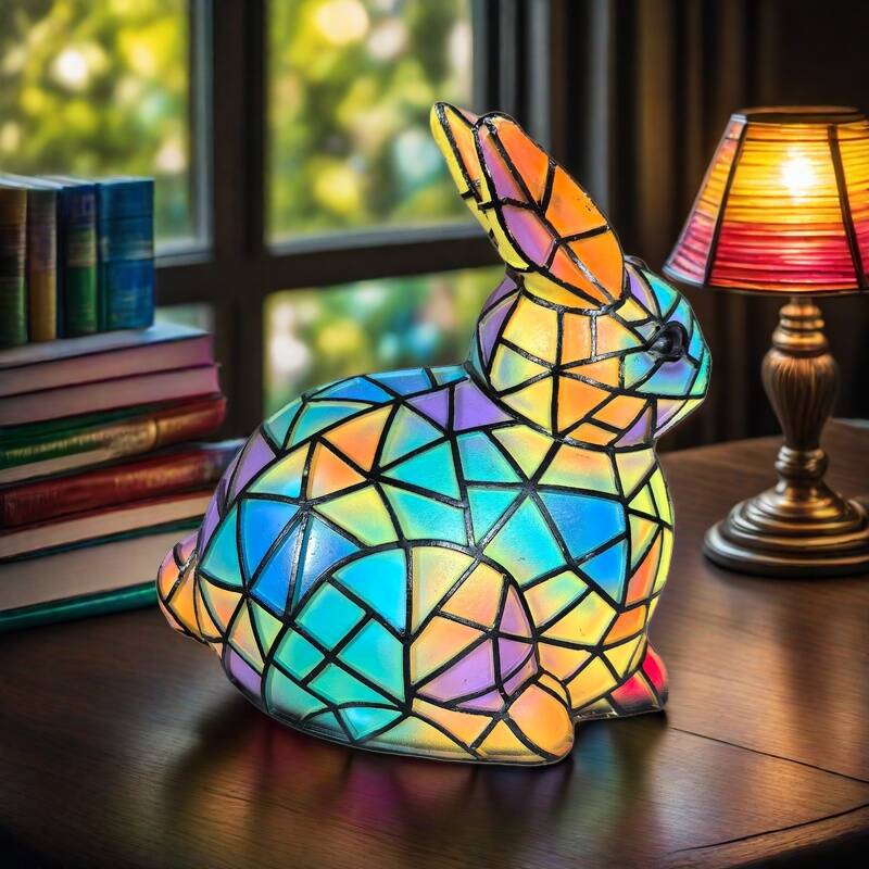 Lapinou – Lamp with rabbit in magical colored glass