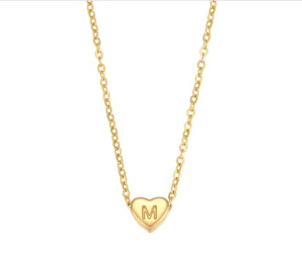 Heart Initial Necklace (Gold finish)