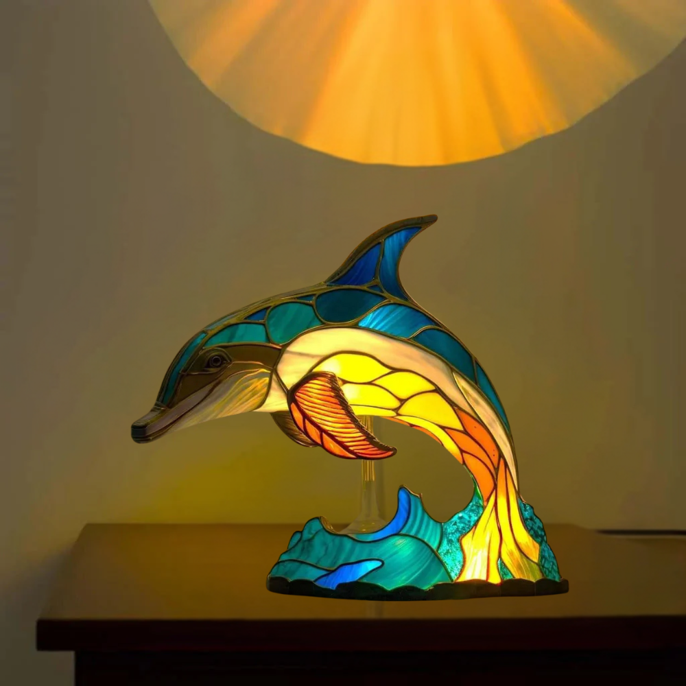 Marin – Magical dolphin lamp in colored glass