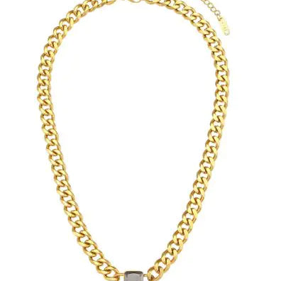 Gold Plated Gemstone Necklace (gold finish)