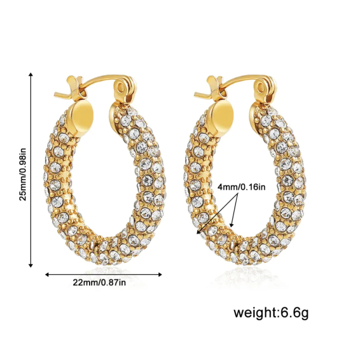 Cuban Link Diamond Drop Earrings (gold finish)