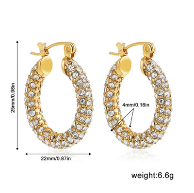 Cuban Link Diamond Drop Earrings (gold finish)