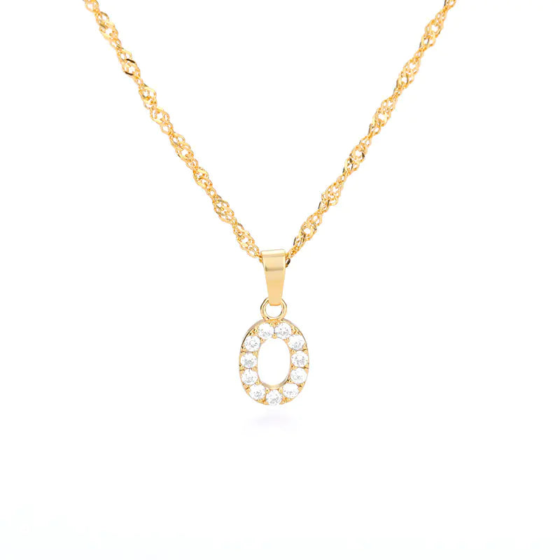 Zircon Letter Necklace (Gold finish)