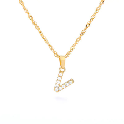 Zircon Letter Necklace (Gold finish)