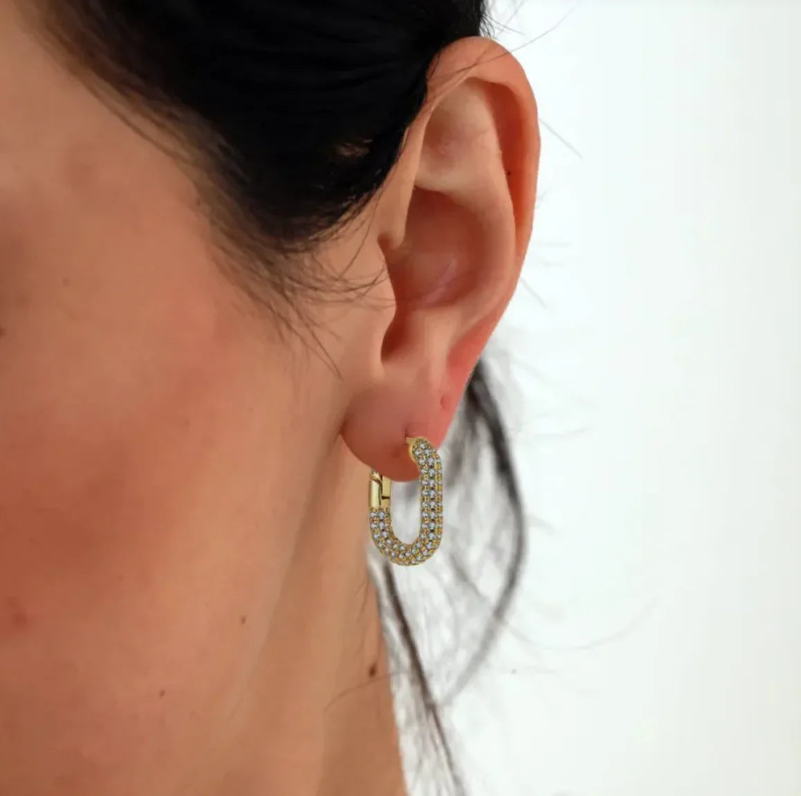 Cuban Link Diamond Drop Earrings (gold finish)