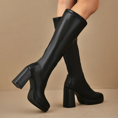 Georgia | Winter Chic Overknee Boots with Chunky Heel