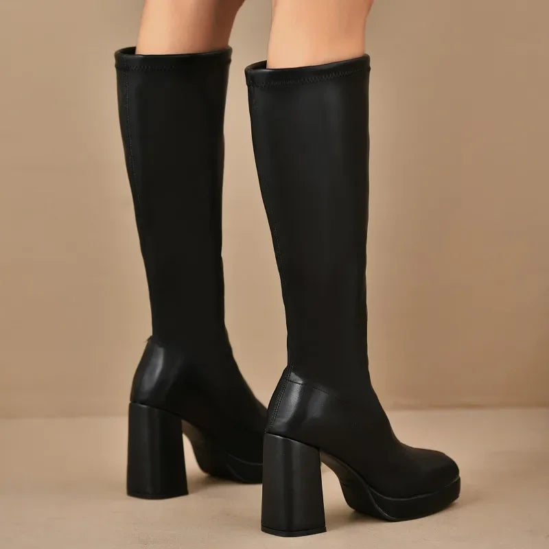 Georgia | Winter Chic Overknee Boots with Chunky Heel