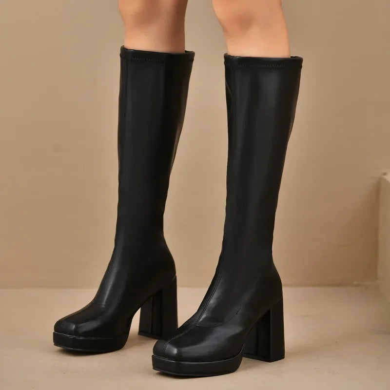 Georgia | Winter Chic Overknee Boots with Chunky Heel