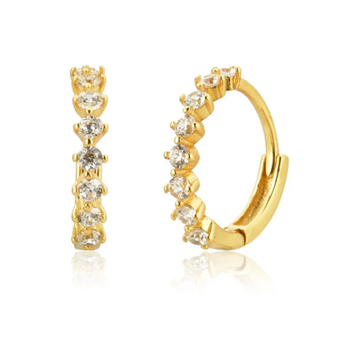 Tennis Gemstone Earrings (gold finish)