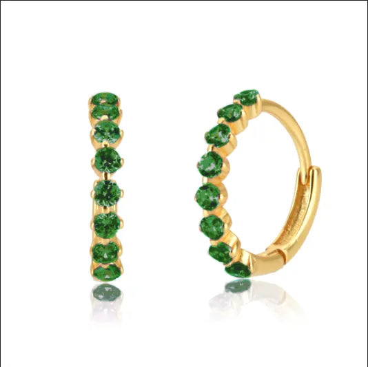 Tennis Gemstone Earrings (gold finish)