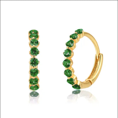 Tennis Gemstone Earrings (gold finish)