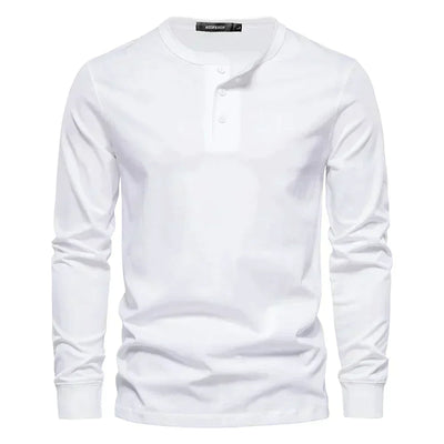 Classic Men's Cotton Henley Shirt with Long Sleeves