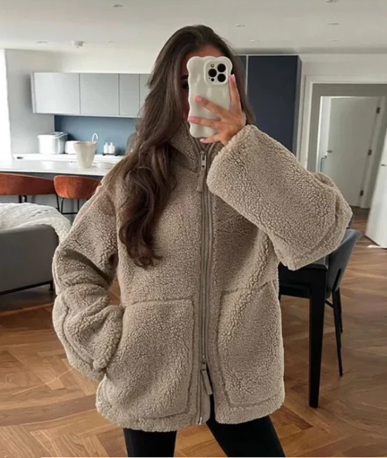 Talia | Cozy Women's Teddy Jacket with Zipper