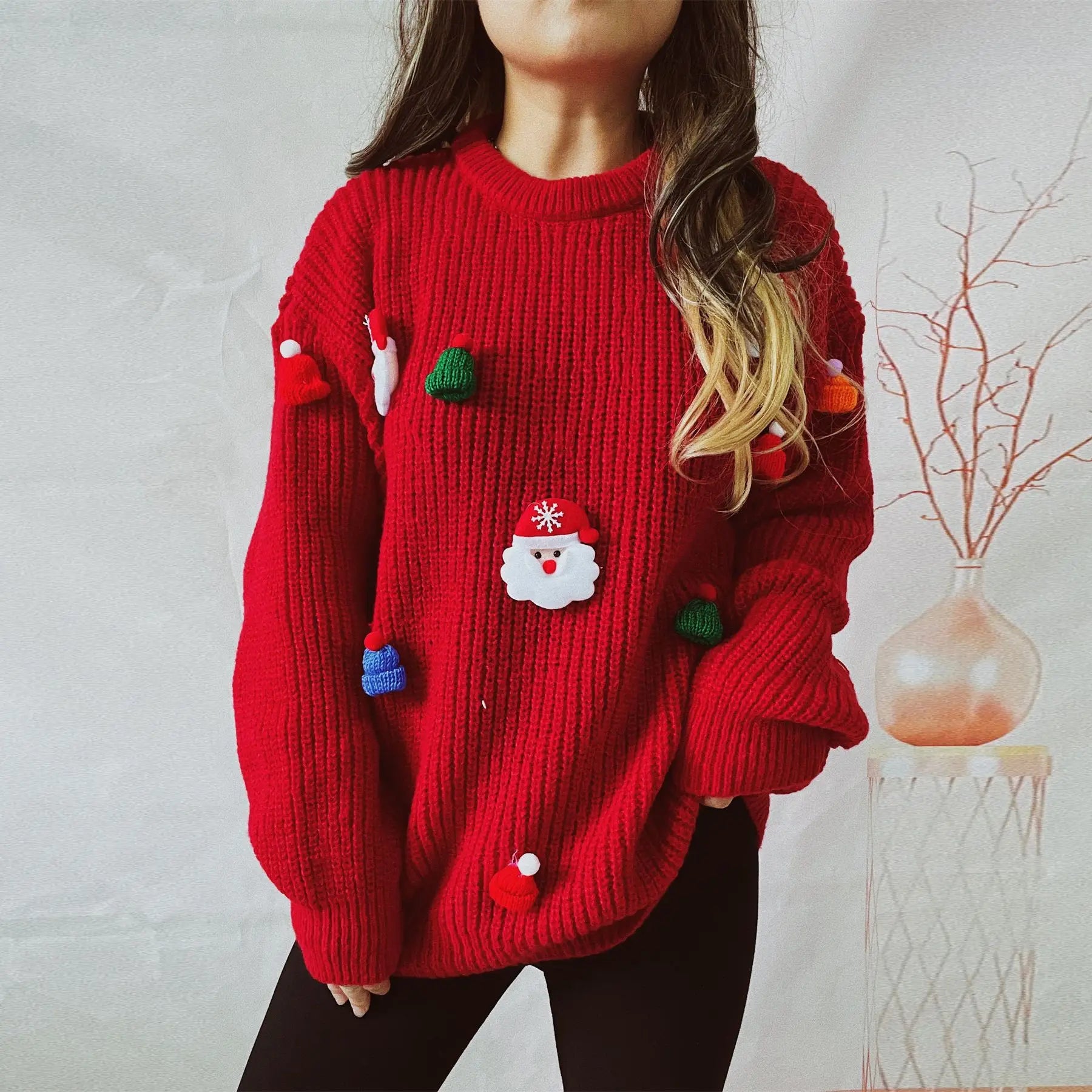 Cute Decoration Stitched Sweater