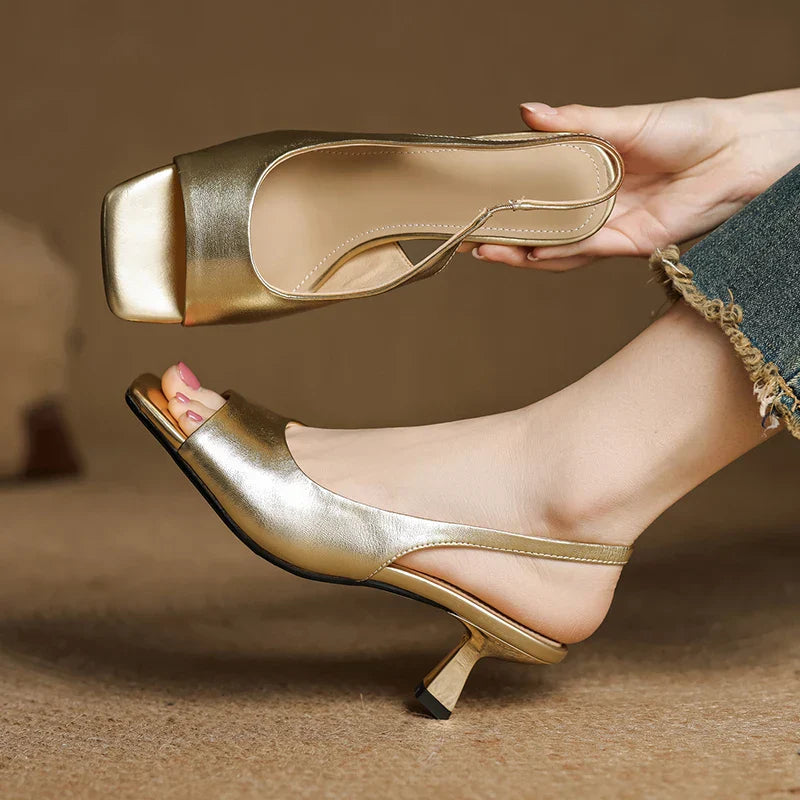 Alden & Archer™| Kendra Leather Slingbacks