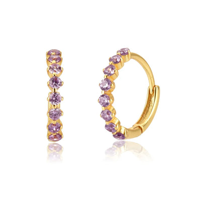 Tennis Gemstone Earrings (gold finish)