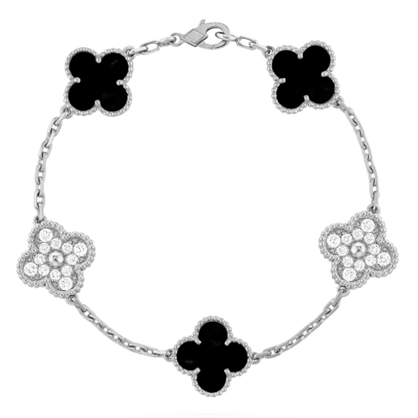 Clover Bracelet (stainless steel, black detail)