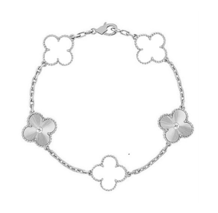 Clover Bracelet (stainless steel, white detail)
