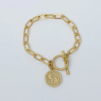 Zodiac Charm Chain Bracelet (Gold Finish)