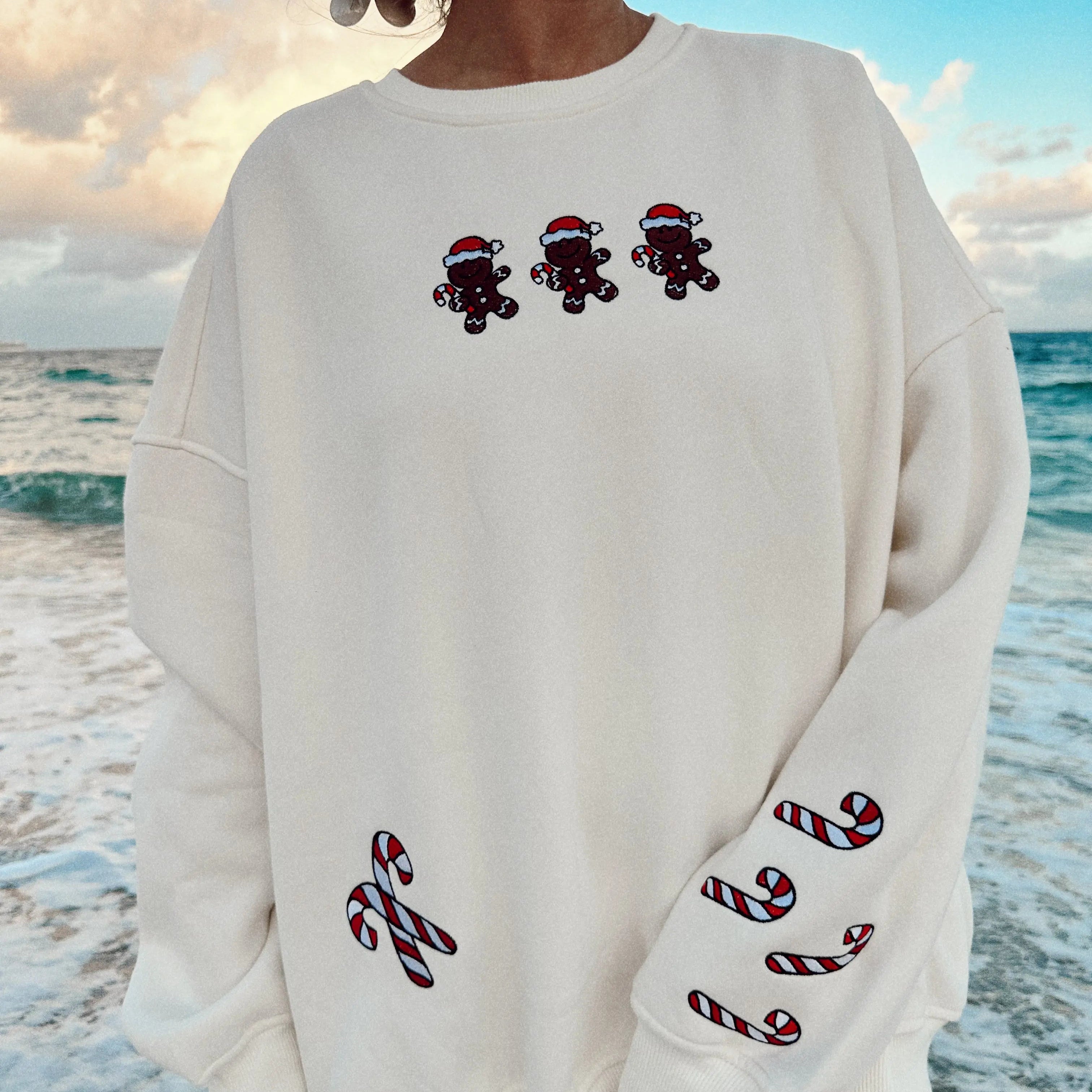 Ivory Gingerbread Recipe Christmas Embroider Sweatshirt