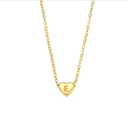 Heart Initial Necklace (Gold finish)
