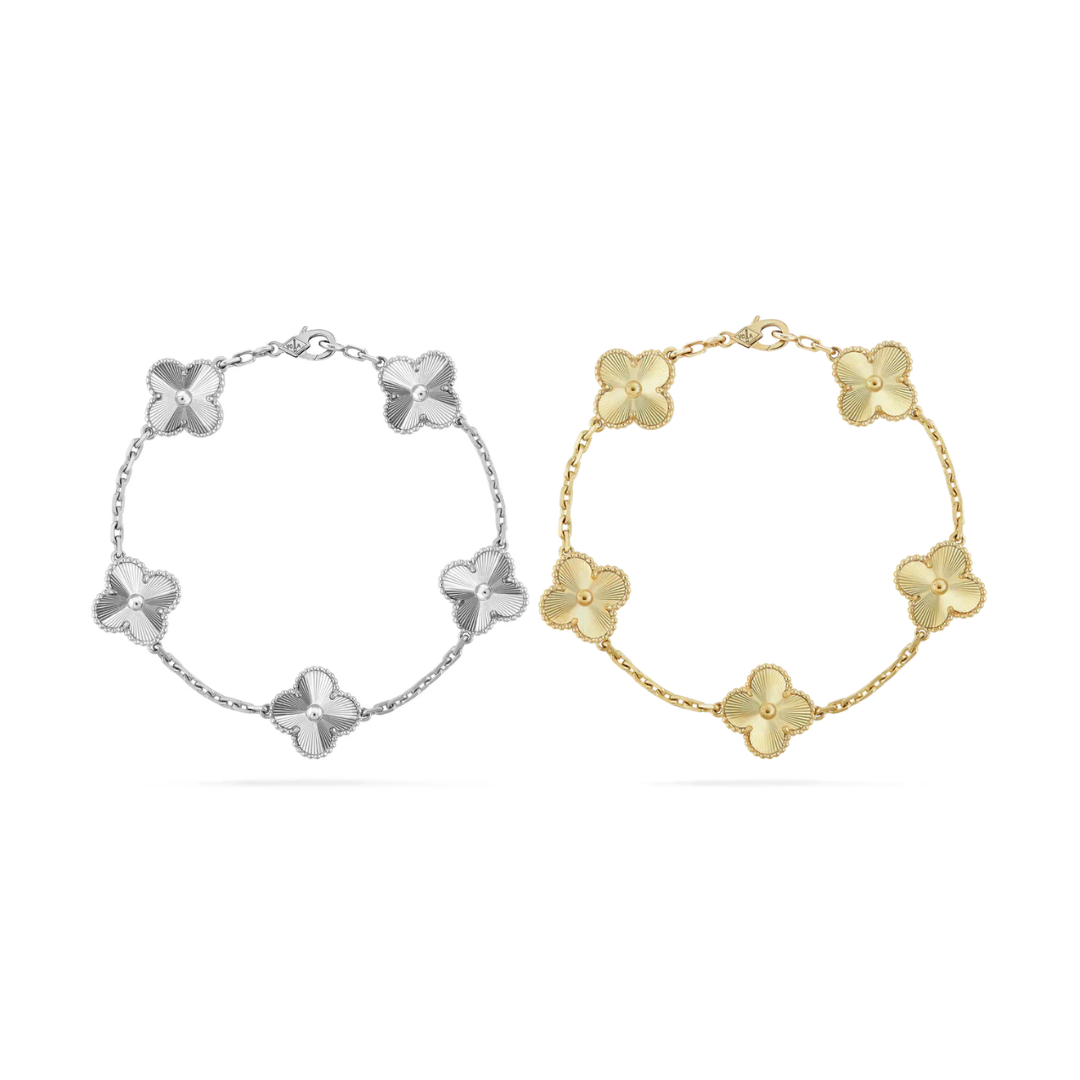 Clover Bracelet Set (gold & stainless steel, 2-piece)