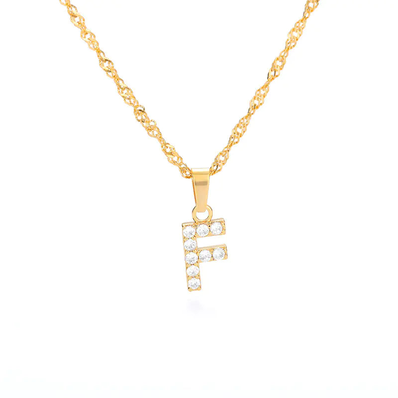 Zircon Letter Necklace (Gold finish)