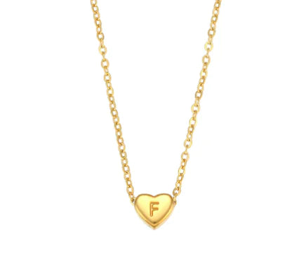Heart Initial Necklace (Gold finish)