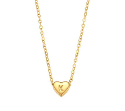 Heart Initial Necklace (Gold finish)