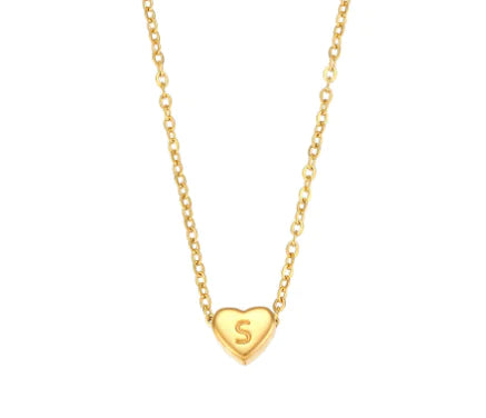 Heart Initial Necklace (Gold finish)