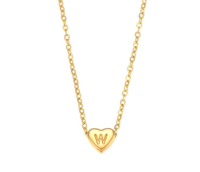 Heart Initial Necklace (Gold finish)