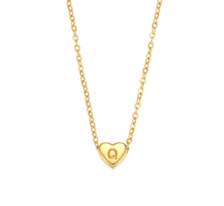 Heart Initial Necklace (Gold finish)