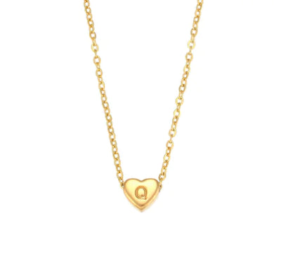 Heart Initial Necklace (Gold finish)