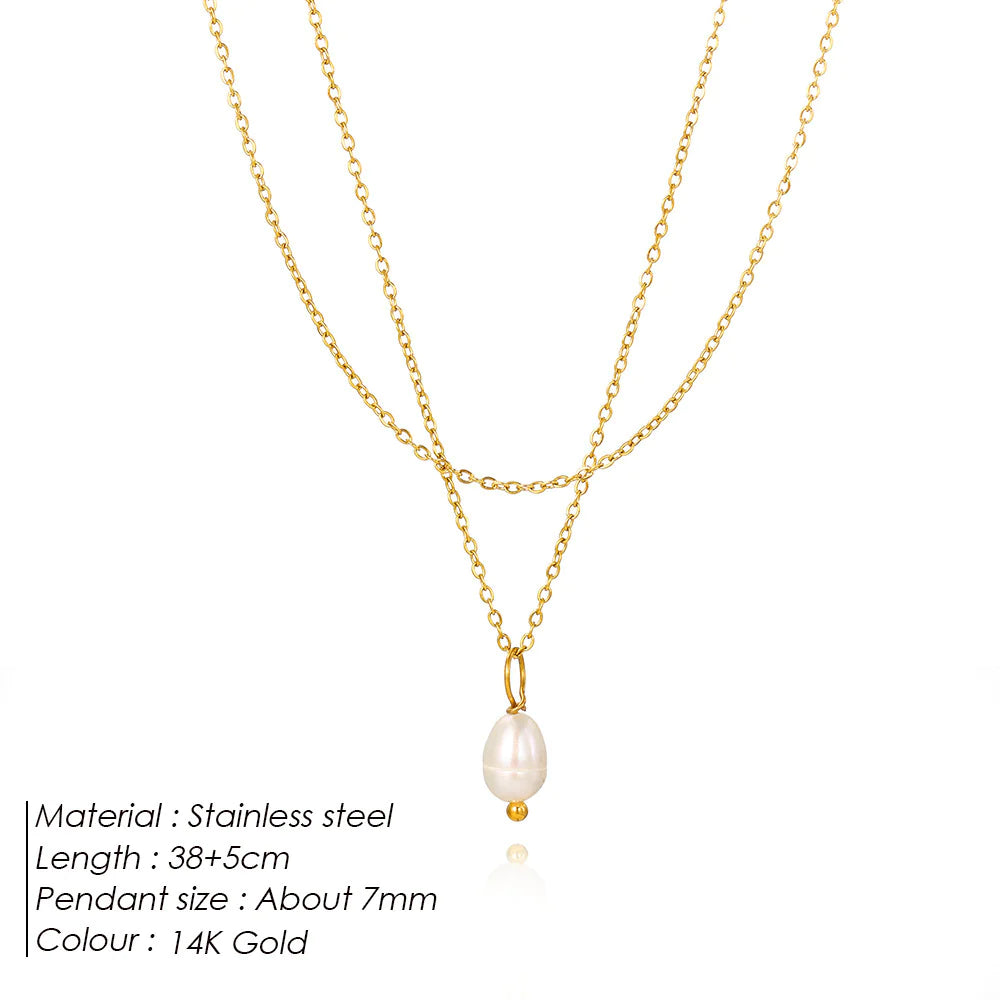 Double-Layer Pearl Necklace (gold finish)