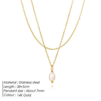 Double-Layer Pearl Necklace (gold finish)