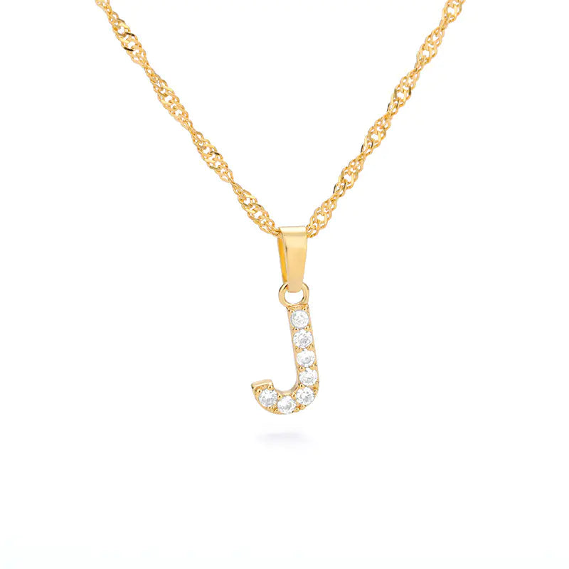 Zircon Letter Necklace (Gold finish)