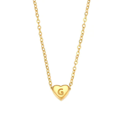 Heart Initial Necklace (Gold finish)