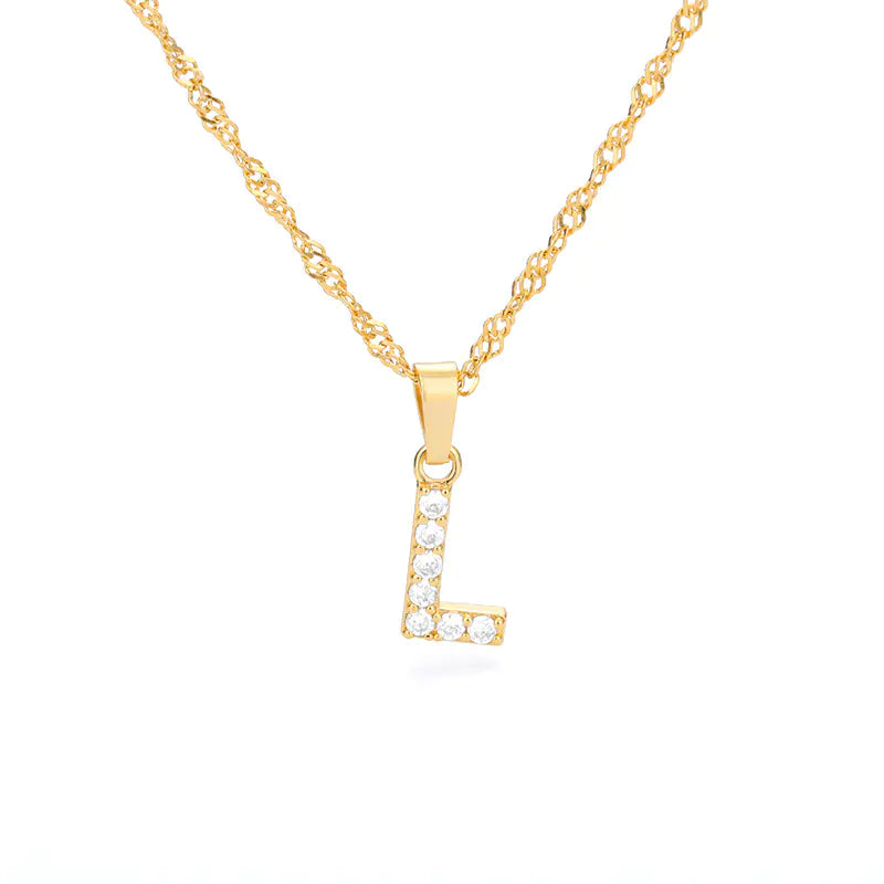 Zircon Letter Necklace (Gold finish)