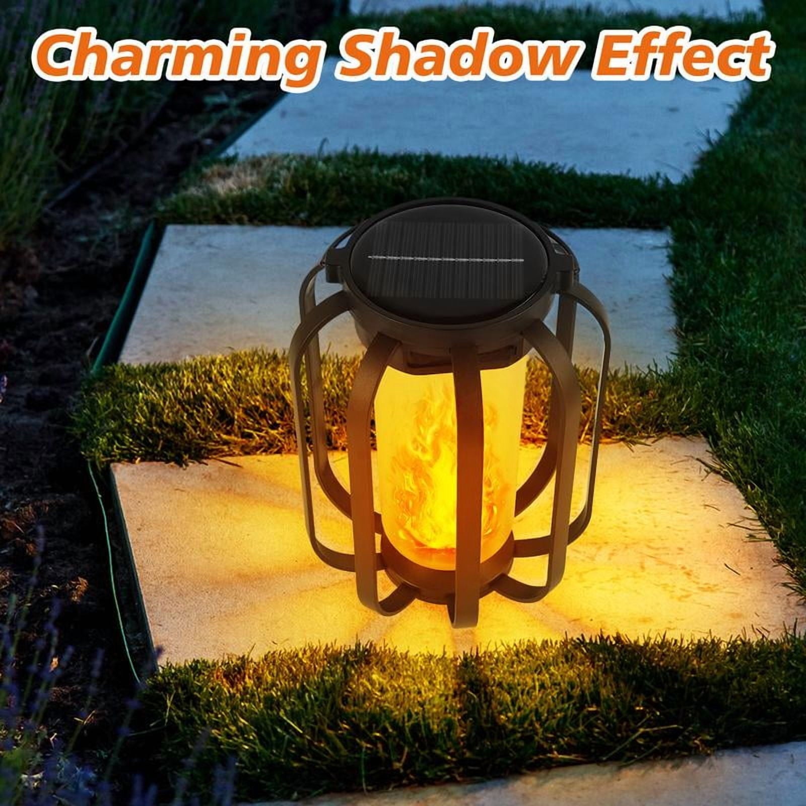 Amber Flame Solar Lantern – Warm Light for Cozy Outdoor Ambience