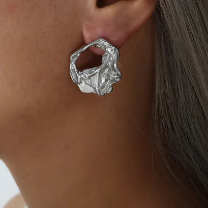 Retro Pleated Hoop Earrings (stainless steel)