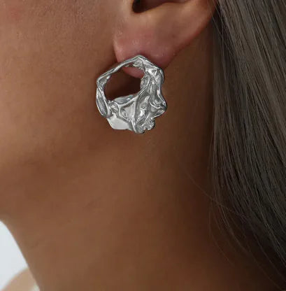 Retro Pleated Hoop Earrings (stainless steel)